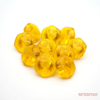 六角形　ミニガラスボタン　黄色　10個セット　CGB1119