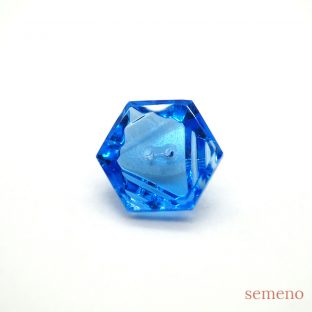 ブルー　六角形　クリスタルカット　ガラスボタン　　CGB1119