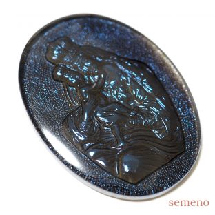 マリア様のインタリオガラスカボション　ヴィンテージ　チェコガラス　カボション　PCZC007