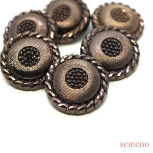 6pc ブロンズ　重厚感のあるデザイン　　チェコガラスボタン　ヴィンテージボタン