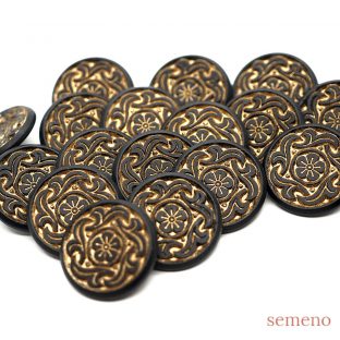 黒　日本風　ゴールドペイント　桜　梅　アメリカヴィンテージボタン