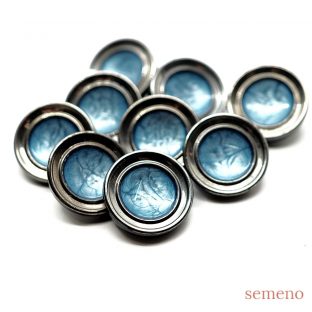 パールブルー　シルバー縁取りデザイン　ガラスボタン