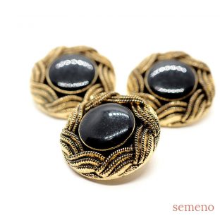 ★黒　ゴールド囲みデザイン　大　アメリカヴィンテージ　ヴィンテージボタン