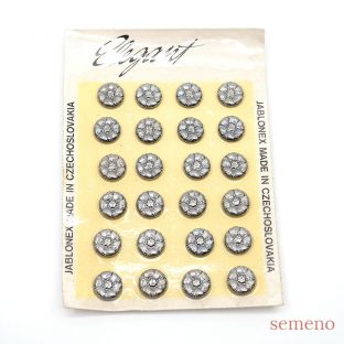 レアな台紙付き　シルバー　フラワー　ヴィンテージボタン チェコガラスボタン　SCZB013