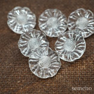 ★クリア フラワーシェイプ 大 チェコガラスボタン　ヴィンテージボタン PCZB178