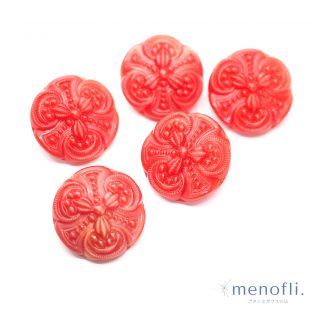 赤　ヴィンテージボタン チェコガラスボタン　PCZB134