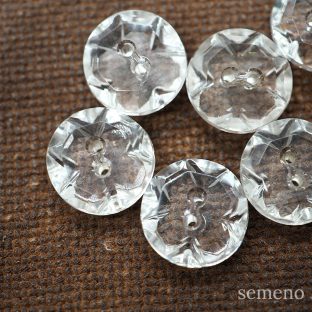 クリア クロスデザイン チェコガラスボタン　ヴィンテージボタン PCZB233