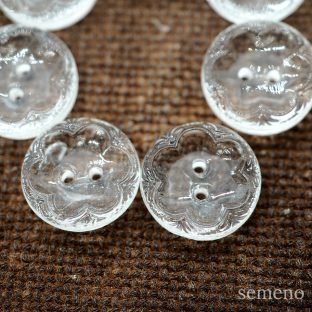 クリア 花の型押しデザイン チェコガラスボタン　ヴィンテージボタン