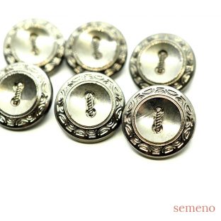 シルバー　2つ穴ボタン風デザイン　チェコガラスボタン　ヴィンテージボタン