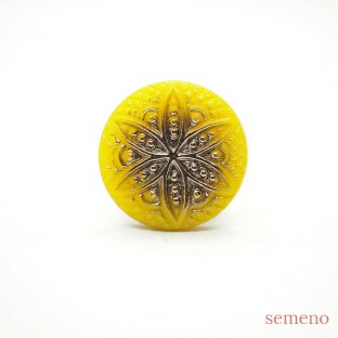 イエロー ヴィンテージボタン チェコガラスボタン　RCZB002