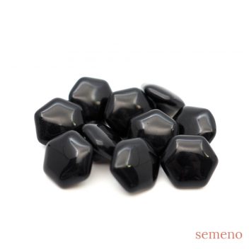 六角形　ミニガラスボタン　黒　10個セット　CGB1119