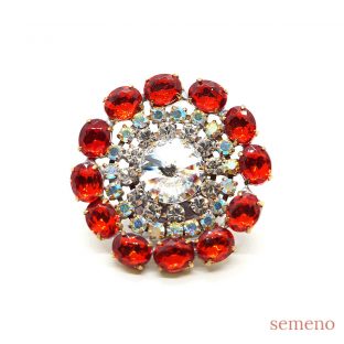 クリスタル風ガラスストーン  ブローチ風　チェコガラスボタン