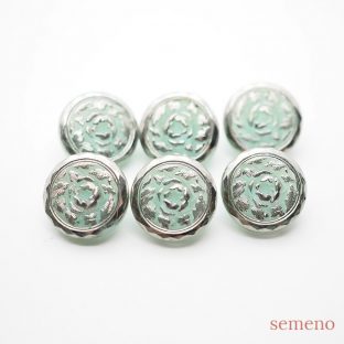 ★薄緑　シルバー　ヴィンテージボタン チェコガラスボタン　PCZB195