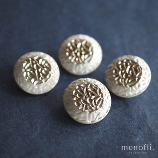 ★白　シルバー　ヴィンテージボタン チェコガラスボタン　PCZB205