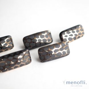 ★水玉　黒　ゴールド　ヴィンテージボタン チェコガラスボタン　RCZB031