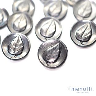 シルバー　葉っぱデザイン　ヴィンテージボタン チェコガラスボタン　RCZB045