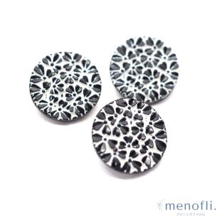 ★黒　白ペイント　ヴィンテージボタン チェコガラスボタン　RCZB051