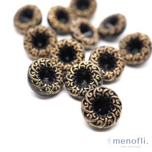 黒　ゴールド　ヴィンテージボタン チェコガラスボタン　RCZB087