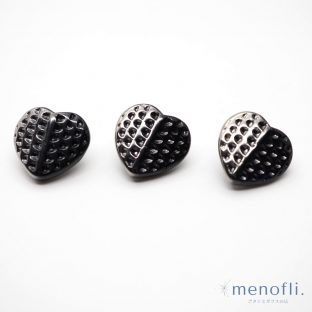 シルバー　グラデーション　ハート　ヴィンテージボタン チェコガラスボタン　RCZB091