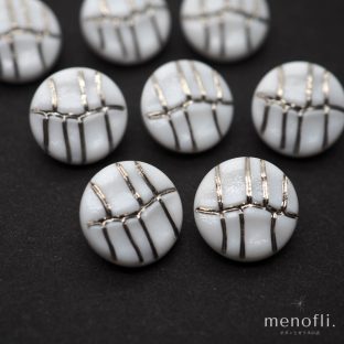 白　シルバー　ヴィンテージボタン チェコガラスボタン　RCZB102