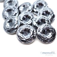 黒　フラワー　ヴィンテージボタン チェコガラスボタン　RCZB104