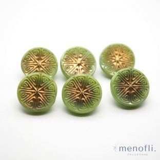 緑　ゴールド　ヴィンテージボタン チェコガラスボタン　BP04050020